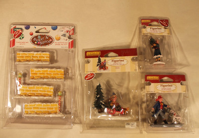 Lemax Village Collection Lot of 4 Figures - Firemens Friend, Downhill Thrills +