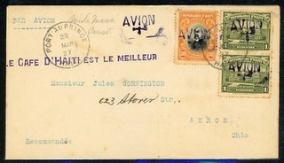 HAITI Early Aerophilately: LOT #1 1927 MAR WIAE PORT AU PRINCE AKRON $$$