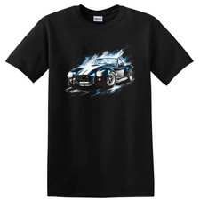 Shelby Cobra Old Car T Shirt Classic Blue Racing Roadster Retro Tee