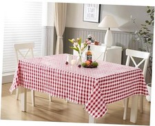 60 x 84 Inch Rectangle Vinyl Tablecloth with 84" x 60" Rectangular Red