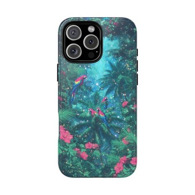 Phone Ink - iPhone/Galaxy/Pixel | Slim Tough Case - Scarlet Macaw Parrots Jungle