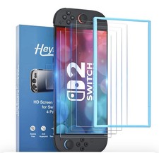 X 4 Pack Screen Protector HD Nintendo Switch 2 Tempered Glass Film 2025 Latest