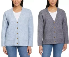 Ella Moss Women's Relaxed Boyfriend Fit Button Up Cardigan
