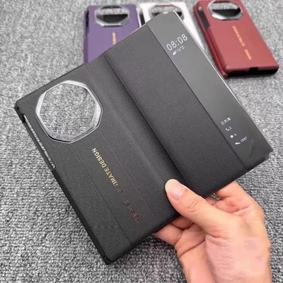 Original Vegan Leather Magnetic Smart View Flip Case Cover For Huawei Mate XT/s