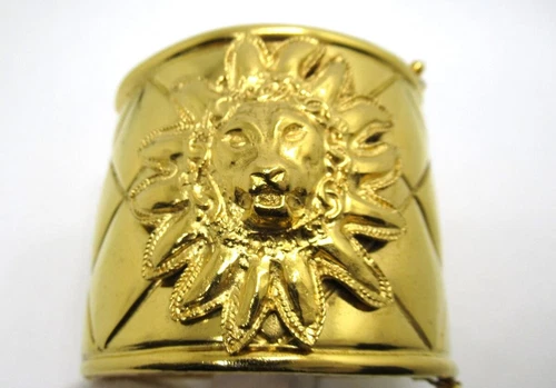 CHANEL GP Bracciale Leone Vintage Oro Braccio Circonferenza 17 cm Larghezza 5 5 cm