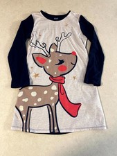 Wonder Nation Girls Nightgown Reindeer Pajamas- Medium 7-8
