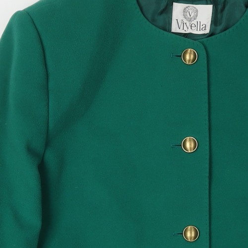 Viyella Women's Green Wool Coat Size 16 Buttoned - Picture 5 of 12