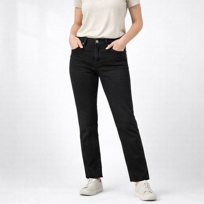 EDWIN Bree Jeans Women's 29 Black Denim High Rise Raw Hem Made USA