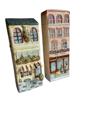2 Bella Casa By Ganz Ceramic Buildings (pet Store&coffee Shop) Wall Hangings VTG