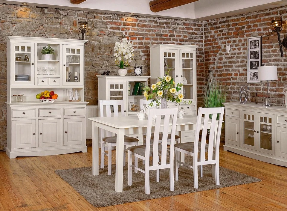 Esszimmer Design Möbel Landhaus Stuhlgruppe Tisch+4xStühle 5tlg. Set Garnitur - Bild 1 von 1