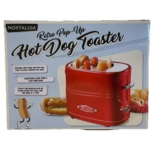Nostalgia 2 Slot Hot Dog & Bun Toaster with Mini Tongs Retro New Open Box Red