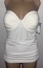 Victoria  s Secret Swim White Ruched Tankini With Bulit In Underwire Bra 34D NWT