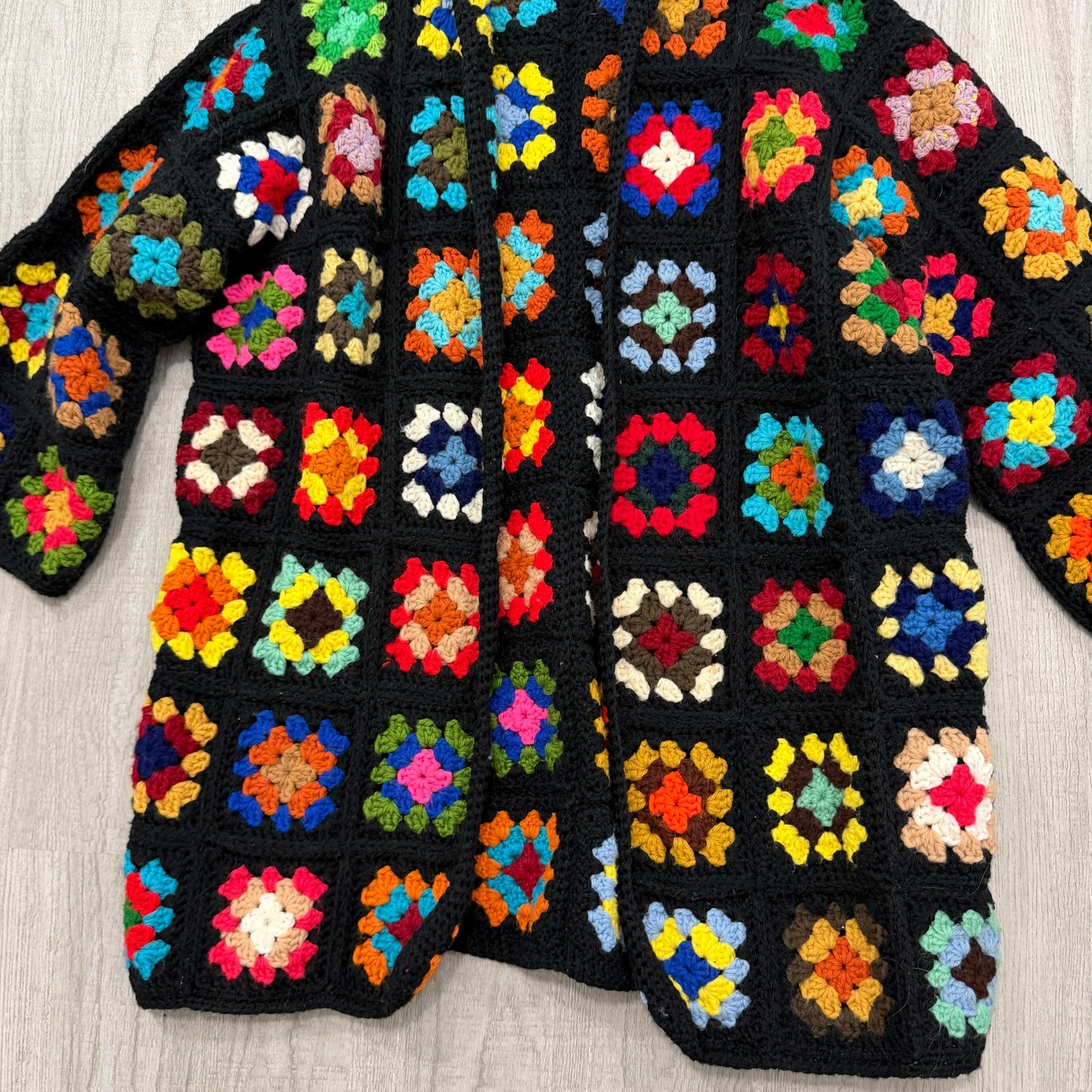 Vintage Crochet Granny Square Patchwork Floral Ca… - image 2
