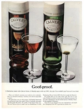 Calvert Martini Cocktails Ad Vintage 1960s Mid Century Bar Wall Art Decor 1965