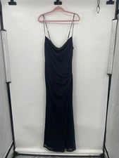 Hello Molly Womens Black Maxi Dress Scoop Neck Spaghetti Strap Size Large