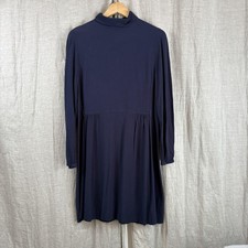 See By Chloé Dress Womens 42 Designer Long Sleeve Mock Neck Dark Denim Color