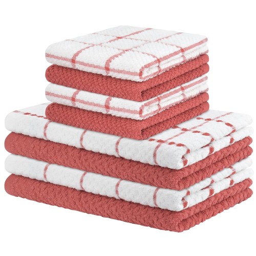 Kitchen Towels and Dishcloths Set of 8, 100% Cotton Dish Towels for Washing D...