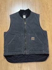 Vintage Carhartt V02 PTL Sandstone Duck Vest Petrol Blue Grey XL USA
