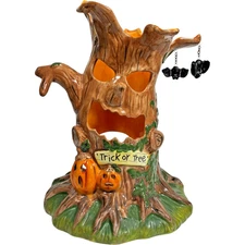 Cracker Barrel Large Ceramic Halloween Haunted Tree Candle Holder 12" READ!