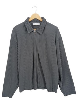 Topman Herren Sweatjacke Grau M Modern Rippstrick Reißverschluss