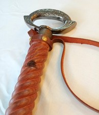 Handcrafted 22-Inch Wooden Shoe Horn with Brass Handle   Vintage Dressing Aid