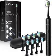 Toothbrush for Adults - 5 Modes Power Rechargeable Black Toothbrush with 8 Br...