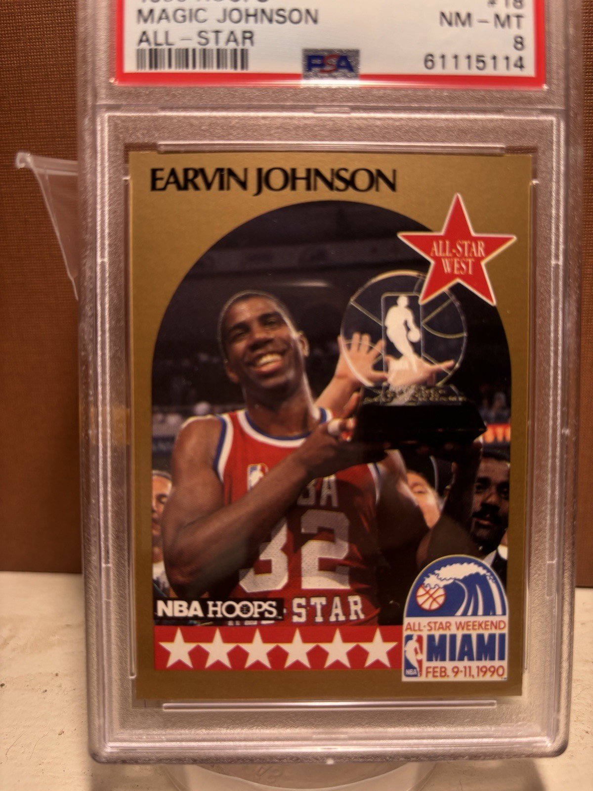 Vintage 1990 NBA Hoops - Earvin Magic Johnson - 1990 NBA ALL - STAR GAME - PSA 8 view 2