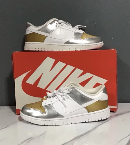Nike Dunk Low SE Heirloom Gold White Silver DH4403-700 Women’s Size 9 (ReadDesc)