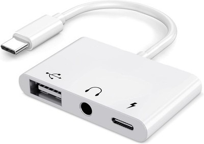 USB C to USB Adapter, 3 in 1 AUX to USB C Adapter with 3.5Mm Headphone Jack + OT