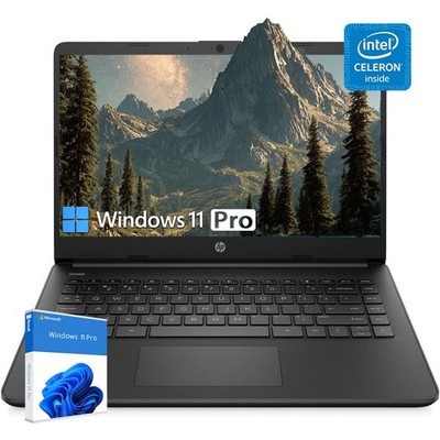  HP 14 in Laptop 4 core Intel Celeron N4120 up to 16GB RAM 384GB UFS Win 11 Pro