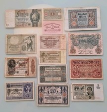 Samlung Alte Antike Deutsche Geldscheine von 1906 bis 1937 Jahren