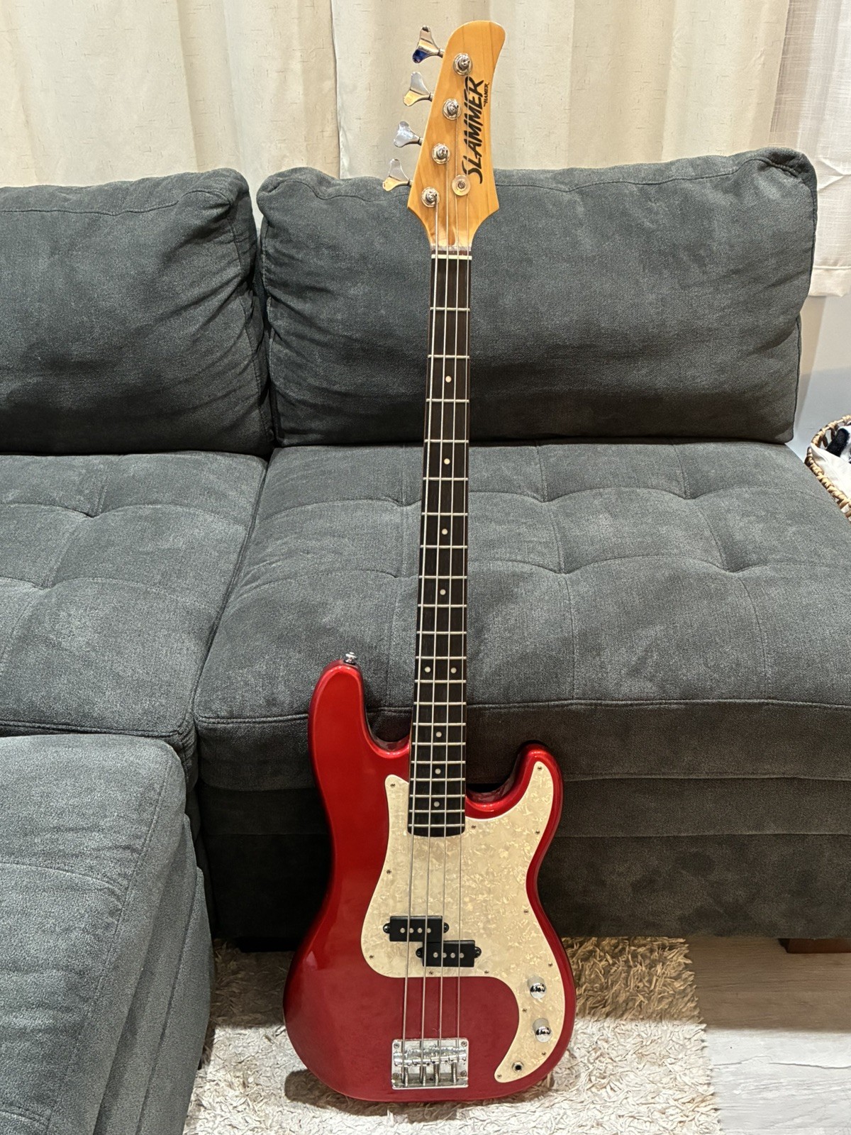 Hamer Slammer Red Electric Bass with Silverstone Bass amp  + Chromatic tuner