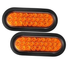 6" Inch Amber Oval 24 LED Mid Turn Tail Signal Truck Light w Rubber 2x Amber
