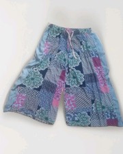 Boho Patchwork Wide Leg Pants Pockets Festival Hippie Gypsy Elastic Waist 2X