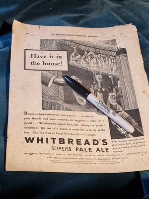 (1939) Whitbread's Superb Pale Ale Bier Vintage Werbung