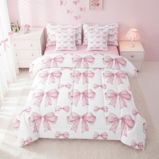 Erosebridal 7 Piece Pink Bowknot Kids Comforter Set Twin Bed In A Bagdreamy