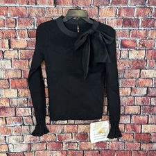 CHICWISH FANCY WITH BOWKNOT KNIT TOP IN BLACK L- XL