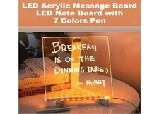 LED Note Board With Colors, Lighted Acrylic Dry Erase Message Board Illuminated