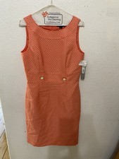 Women’s NWT Tahari Arthur S. Levine Sleeveless Sheath Coral White Dress Size 6