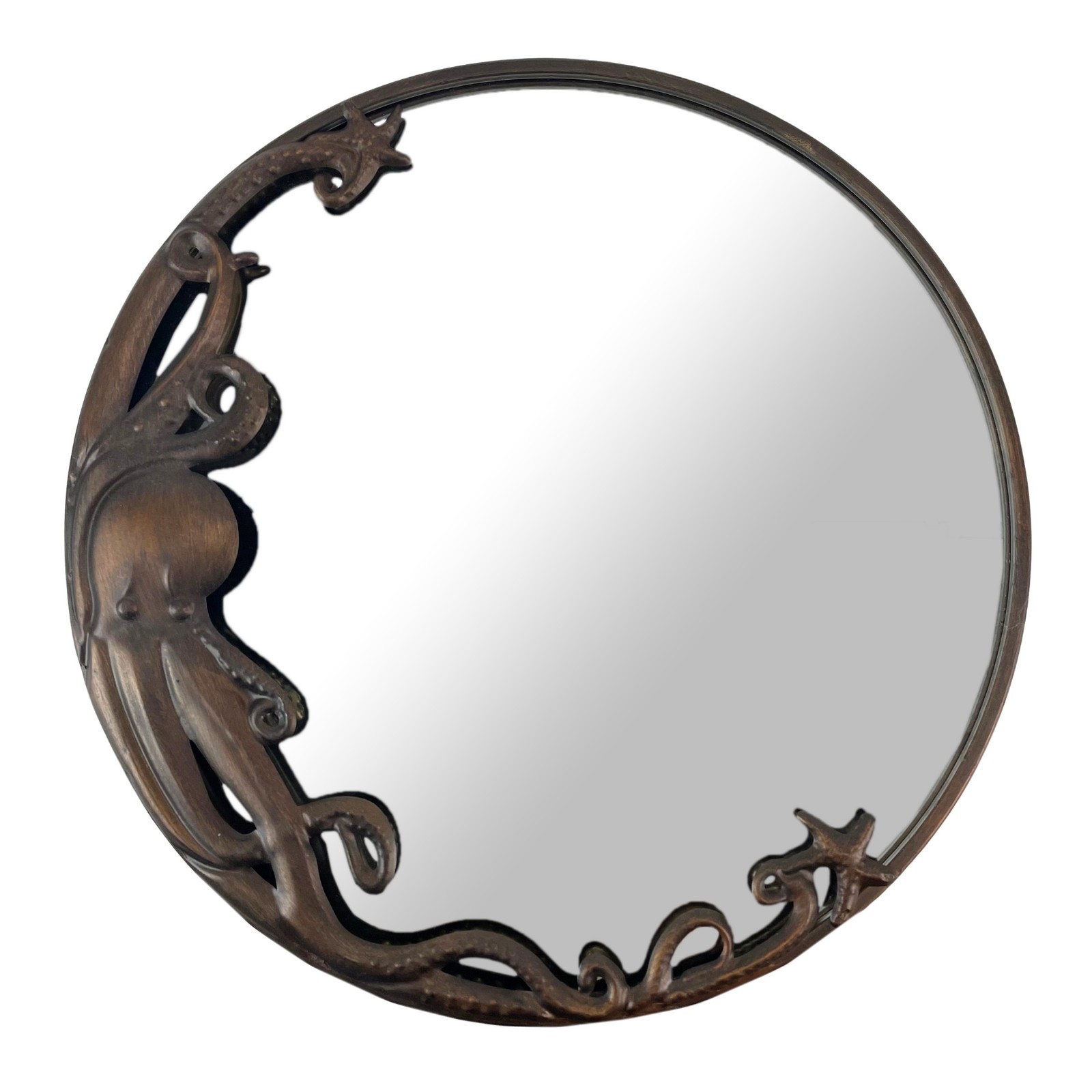 Bronze Octopus Wall Mirror – 20-Inch Decorative Accent for Nautical Home Decor