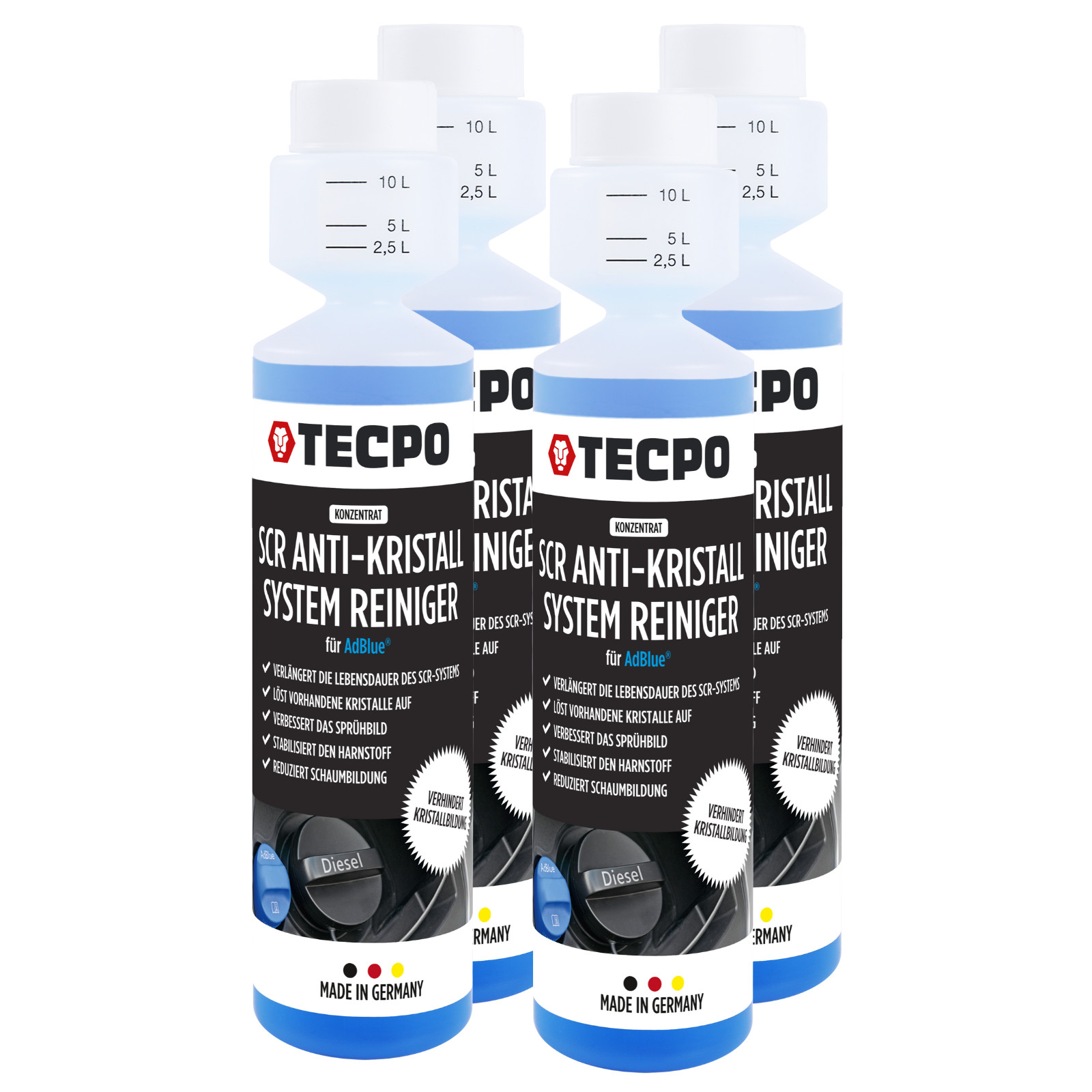 TECPO SCR ADITIVO ANTICRISTAL CONCENTRADO 4x250ml ADBLUE LIMPIADOR MOTORES DIÉSEL