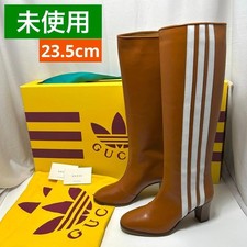 GUCCI Boots Heel Adidas Leather Camel EU36.5/US6.5 121416c