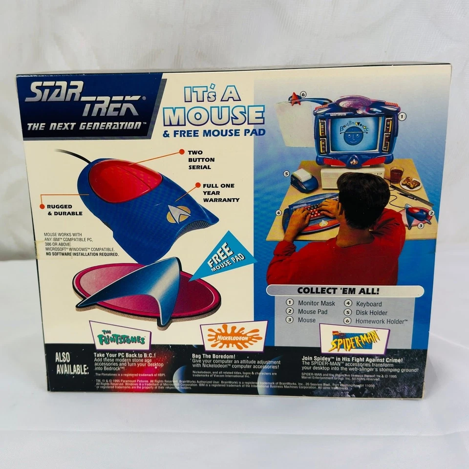 Vintage Star Trek 1994 PC Mouse Computer It's A Mouse New In Box Brainworks - Image 2 of 4
