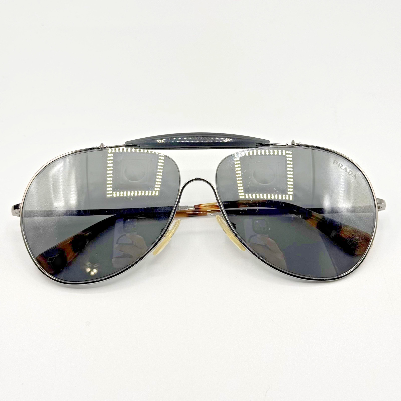 Prada SPR 56S 5AV 7W1 Sunglass Gunmetal Aviator Frame Gray Lens 59-13-140 thumbnail 2