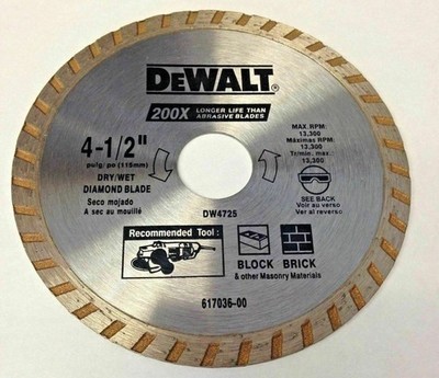 Dewalt 200X High Performance 4-1/2'' Cutting Continuous Rim Diamond Saw DW4725