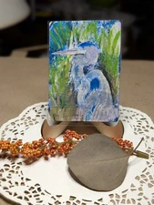 Original ACEO Great Blue Heron – Hand Painted Mixed Media Mini Art