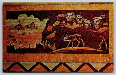 Postcard Oscar Howe Sioux Artist Mount Rushmore Corn Palace Mural 65582-B Unused