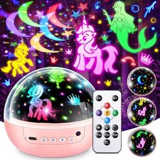 Kids Night Light Projector - 3 Films, 93 Colors, Unicorn  Mermaid Toys, Birthda