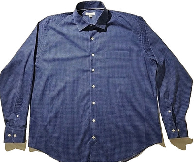 Peter Millar Long Sleeve Shirt Mens XL Button Down Blue Dot Pattern MS20