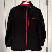 PUMA Boys M Black/Red Full Zip Fleece Track Jacket w/ Zipped Pockets